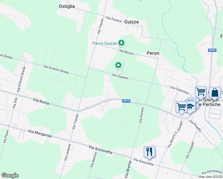 map of restaurants, bars, coffee shops, grocery stores, and more near 230/3 Via Roma in San Giorgio delle Pertiche