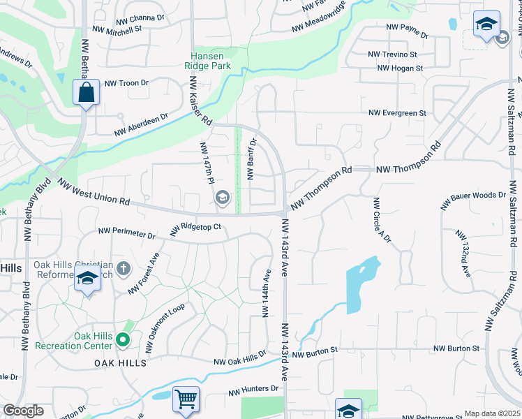 map of restaurants, bars, coffee shops, grocery stores, and more near 14472 Northwest Alta Lane in Portland