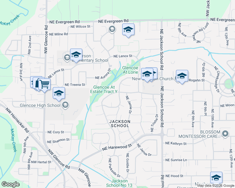 map of restaurants, bars, coffee shops, grocery stores, and more near 2494 Northeast Estate Drive in Hillsboro