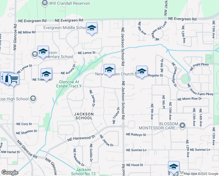 map of restaurants, bars, coffee shops, grocery stores, and more near 675 Northeast Estate Drive in Hillsboro
