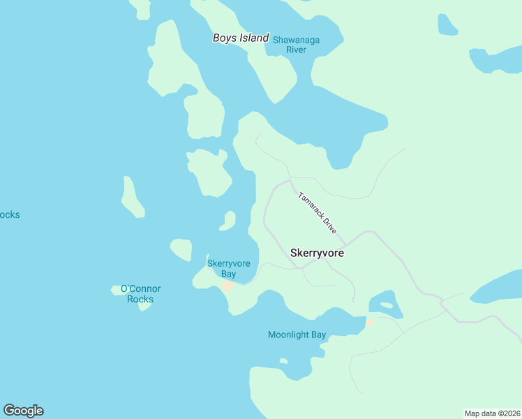 map of restaurants, bars, coffee shops, grocery stores, and more near 29 Ginn-Beach Drive in Parry Sound District