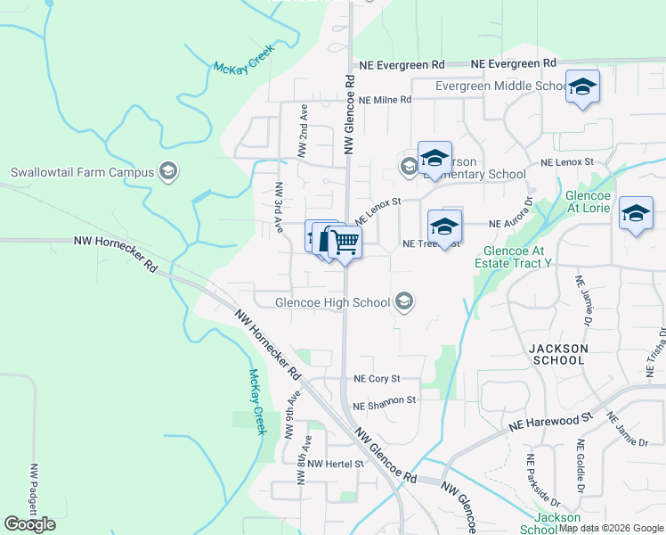 map of restaurants, bars, coffee shops, grocery stores, and more near 3191 Northwest Glencoe Road in Hillsboro