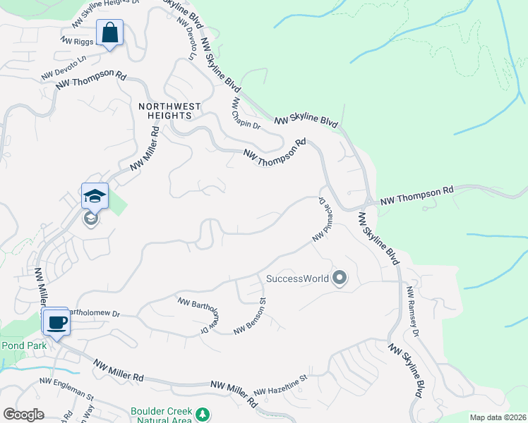 map of restaurants, bars, coffee shops, grocery stores, and more near 2727 Northwest Avocet Lane in Portland