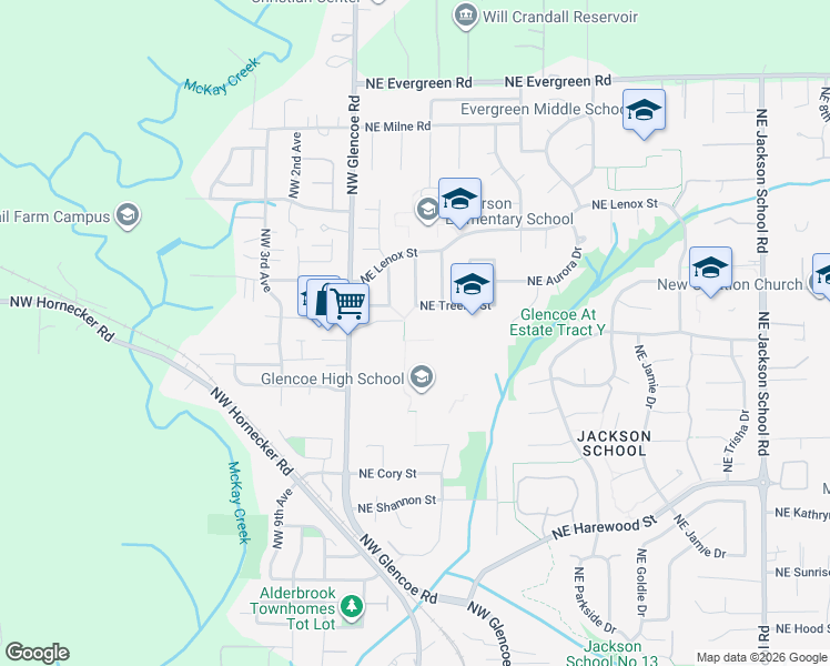 map of restaurants, bars, coffee shops, grocery stores, and more near 2700 Northwest Glencoe Road in Hillsboro