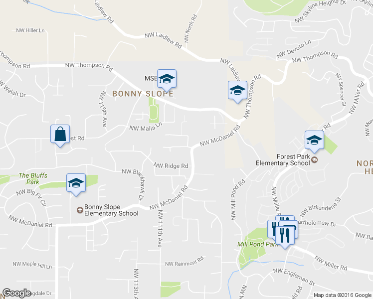map of restaurants, bars, coffee shops, grocery stores, and more near 10826 Northwest Appellate Way in Portland