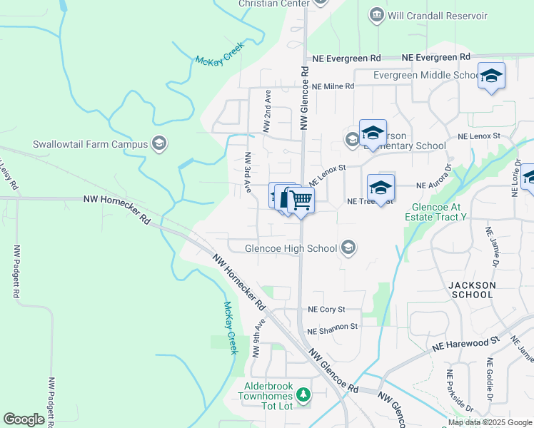 map of restaurants, bars, coffee shops, grocery stores, and more near 2537 Northwest 3rd Avenue in Hillsboro
