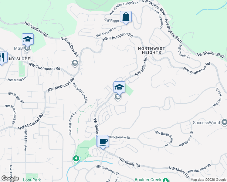 map of restaurants, bars, coffee shops, grocery stores, and more near 2720 Northwest Kennedy Court in Portland