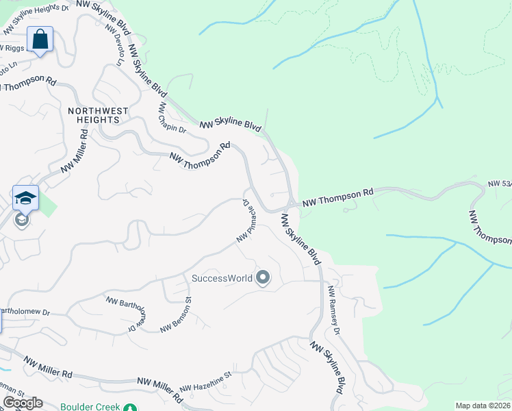 map of restaurants, bars, coffee shops, grocery stores, and more near 2820 Northwest Pinnacle Drive in Portland
