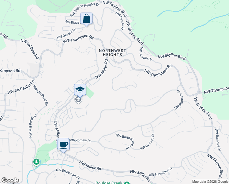 map of restaurants, bars, coffee shops, grocery stores, and more near 9222 Northwest Murdock Street in Portland