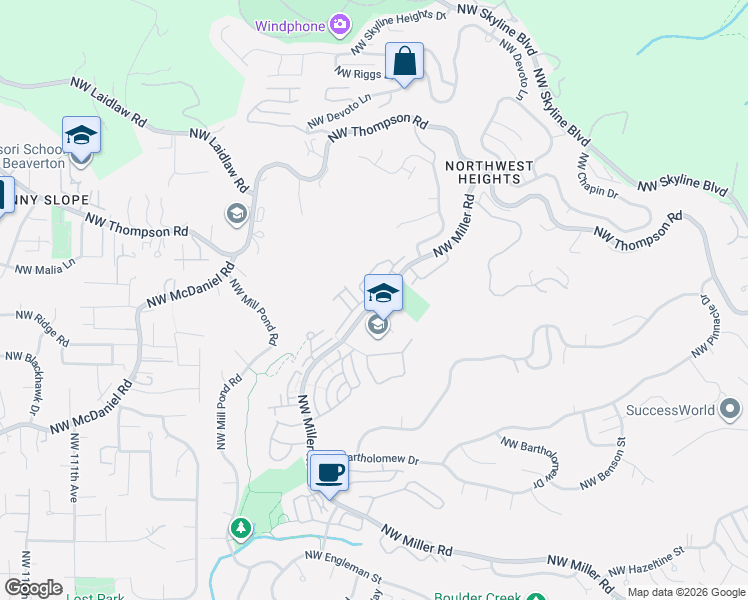 map of restaurants, bars, coffee shops, grocery stores, and more near 2754 Northwest Kennedy Court in Portland