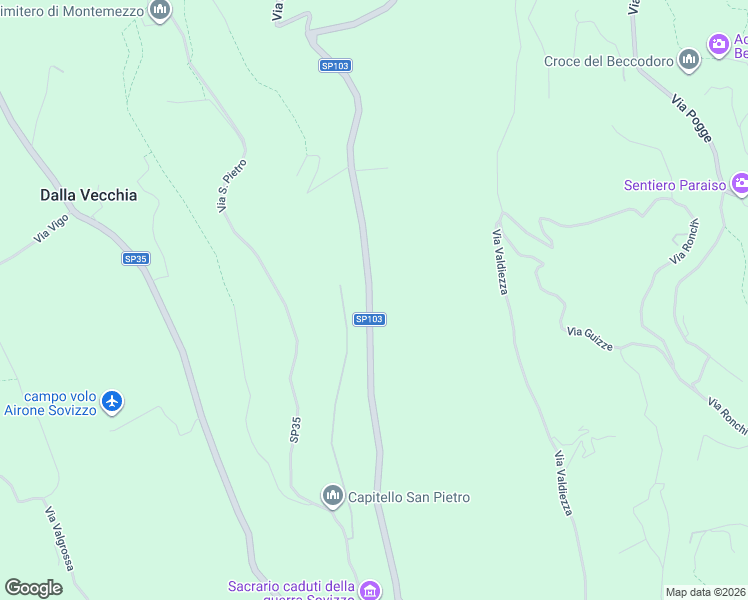 map of restaurants, bars, coffee shops, grocery stores, and more near 34 Via Valdiezza in Provincia di Vicenza