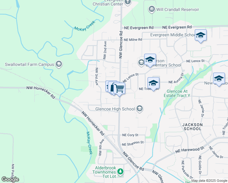 map of restaurants, bars, coffee shops, grocery stores, and more near 151 Northwest Angela Street in Hillsboro