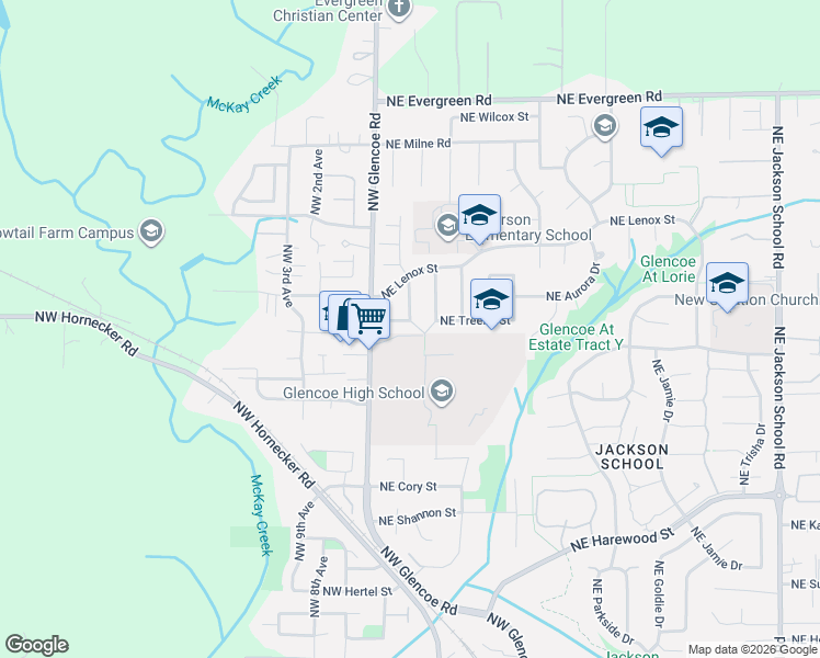 map of restaurants, bars, coffee shops, grocery stores, and more near 190 Northeast Skylar Street in Hillsboro
