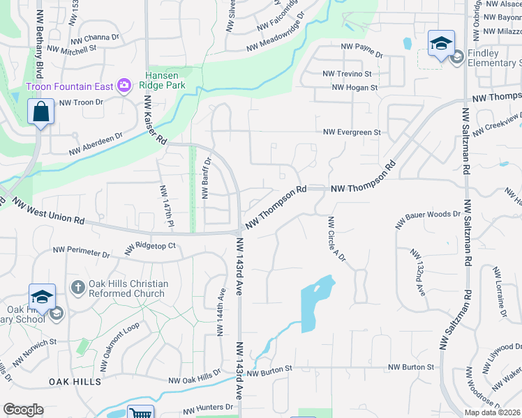 map of restaurants, bars, coffee shops, grocery stores, and more near 3175 Northwest Linmere Drive in Portland