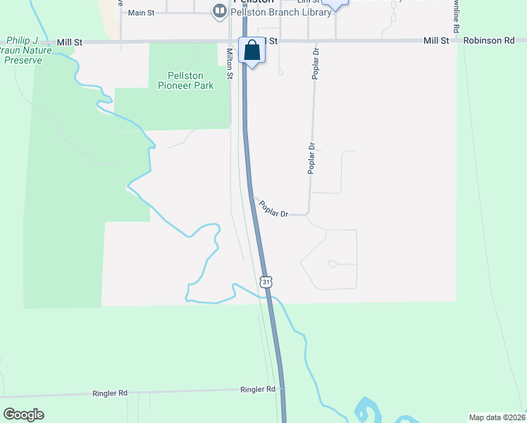 map of restaurants, bars, coffee shops, grocery stores, and more near 509 U.S. 31 in Pellston