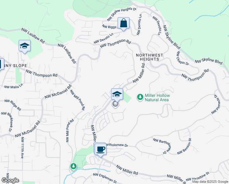 map of restaurants, bars, coffee shops, grocery stores, and more near 10242 Northwest Wilshire Lane in Portland