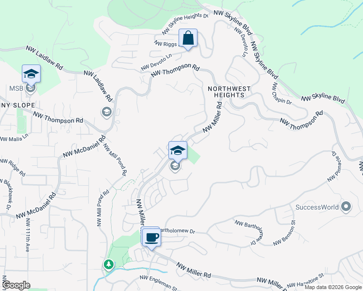 map of restaurants, bars, coffee shops, grocery stores, and more near 2842 Northwest Kennedy Court in Portland