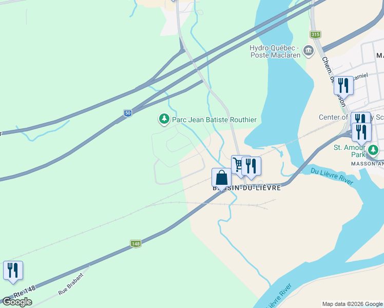 map of restaurants, bars, coffee shops, grocery stores, and more near 364 Rue Jean-Baptiste-Routhier in Gatineau