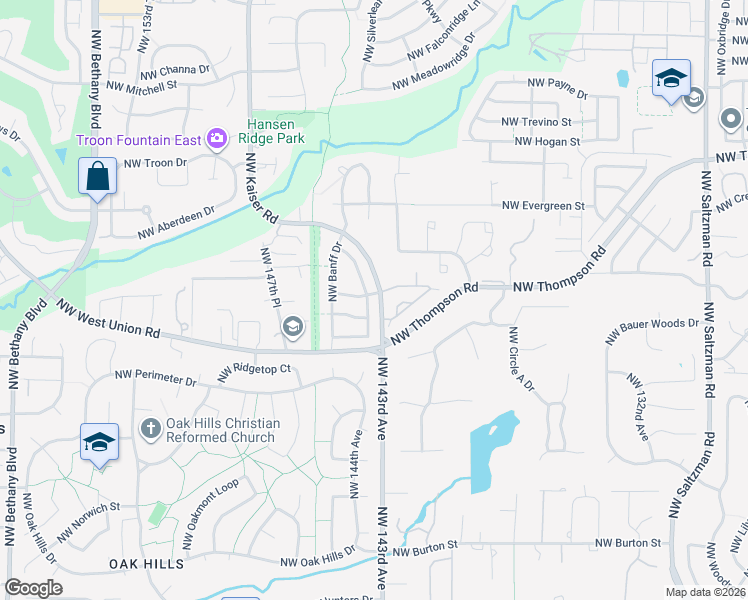 map of restaurants, bars, coffee shops, grocery stores, and more near 3406 Northwest Blackcomb Drive in Portland