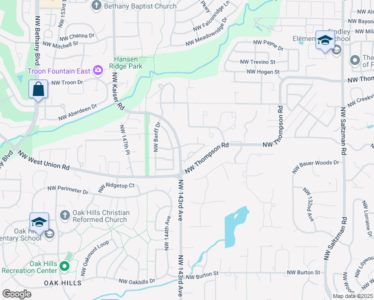 map of restaurants, bars, coffee shops, grocery stores, and more near 14225 Northwest Bordeaux Lane in Portland