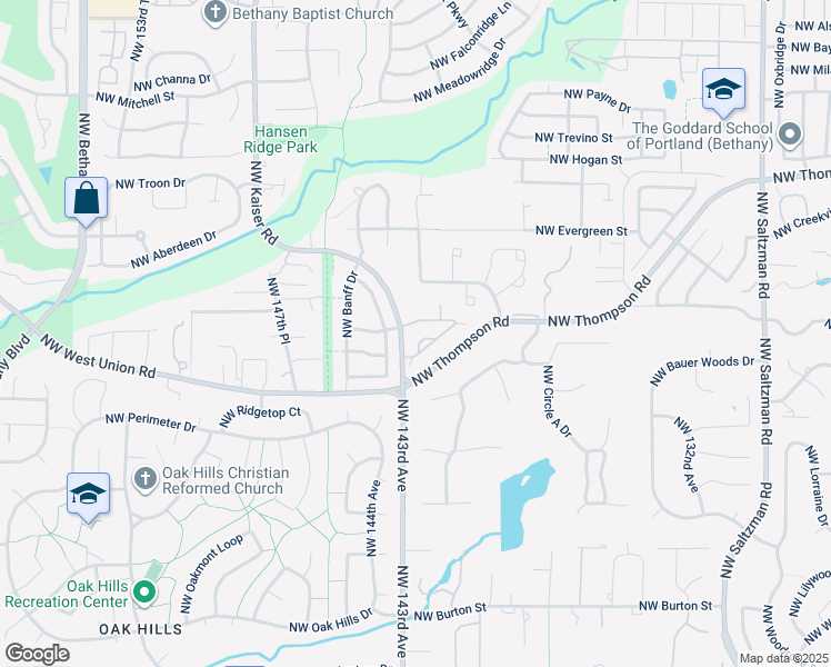 map of restaurants, bars, coffee shops, grocery stores, and more near 14225 Northwest Bordeaux Lane in Portland