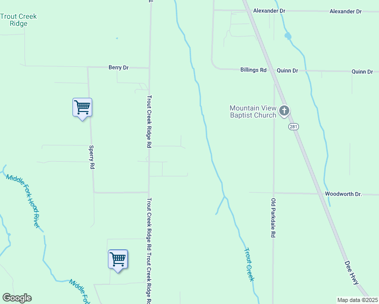 map of restaurants, bars, coffee shops, grocery stores, and more near 6405 Trout Creek Ridge Road in Mount Hood