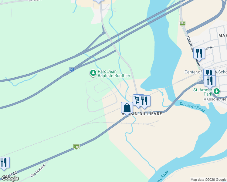 map of restaurants, bars, coffee shops, grocery stores, and more near 265 Rue Josaphat-Laframboise in Gatineau