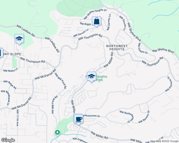 map of restaurants, bars, coffee shops, grocery stores, and more near 10242 Northwest Wilshire Lane in Portland