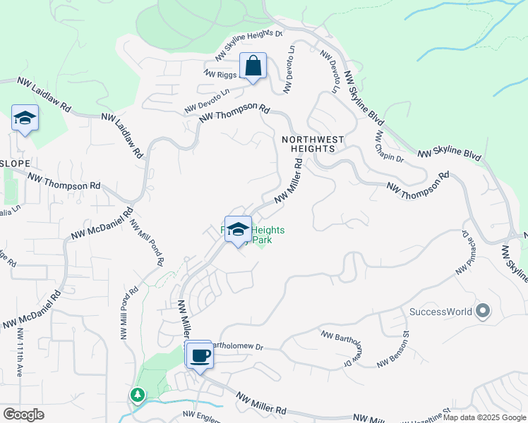 map of restaurants, bars, coffee shops, grocery stores, and more near 3019 Northwest Montara Loop in Portland