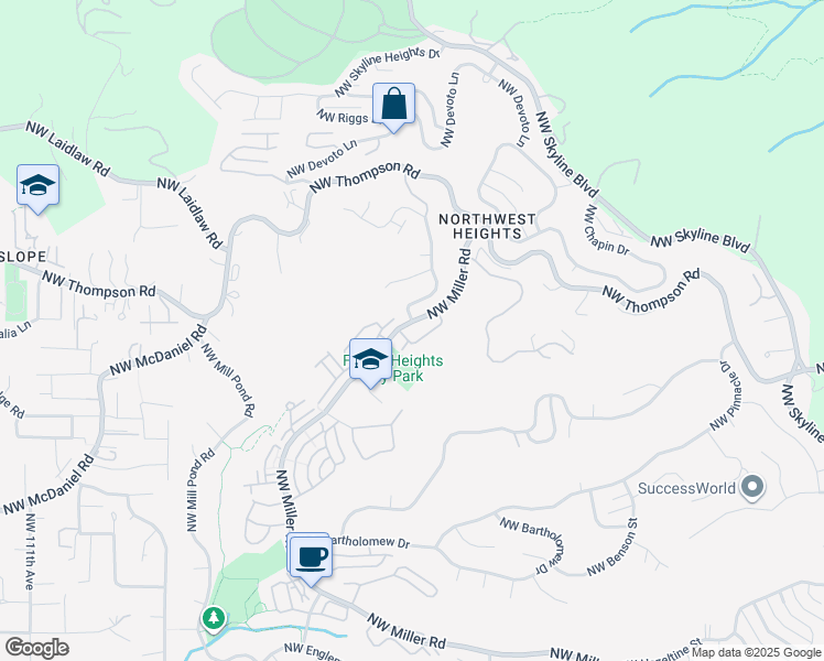 map of restaurants, bars, coffee shops, grocery stores, and more near 3019 Northwest Montara Loop in Portland
