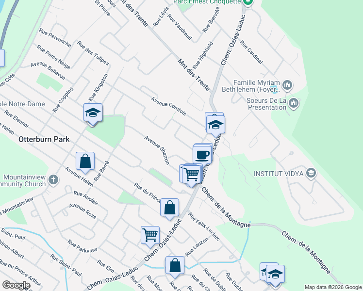 map of restaurants, bars, coffee shops, grocery stores, and more near 434 Rue des Groseillers in Otterburn Park