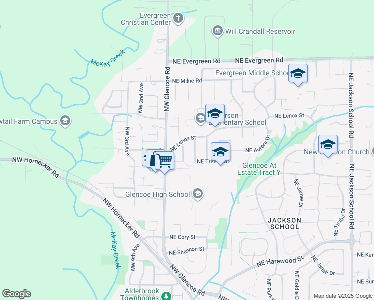 map of restaurants, bars, coffee shops, grocery stores, and more near 2620 Northeast 1st Drive in Hillsboro