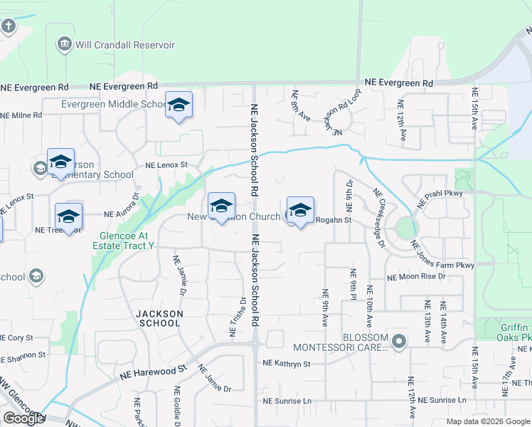 map of restaurants, bars, coffee shops, grocery stores, and more near 735 Northeast Rogahn Street in Hillsboro