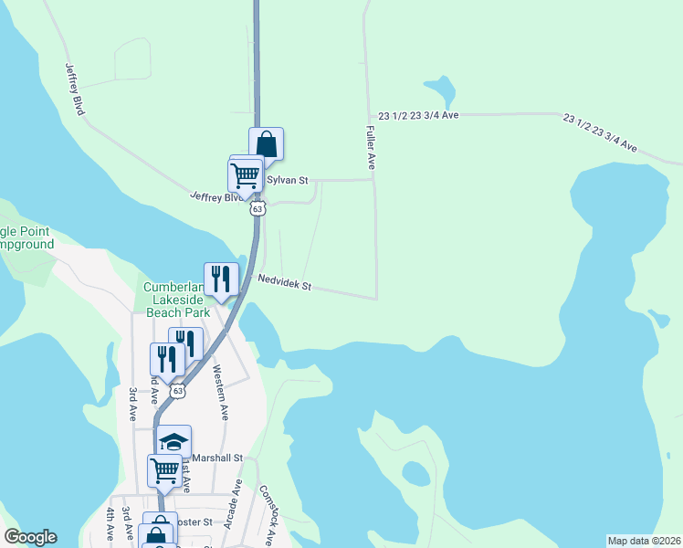map of restaurants, bars, coffee shops, grocery stores, and more near 890 Nedvidek Street in Cumberland