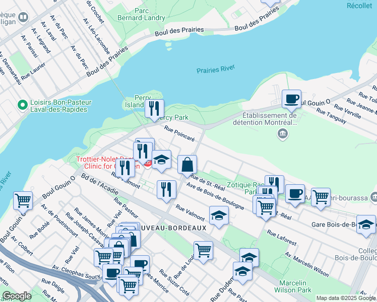 map of restaurants, bars, coffee shops, grocery stores, and more near 1039 Rue de Salaberry in Montréal