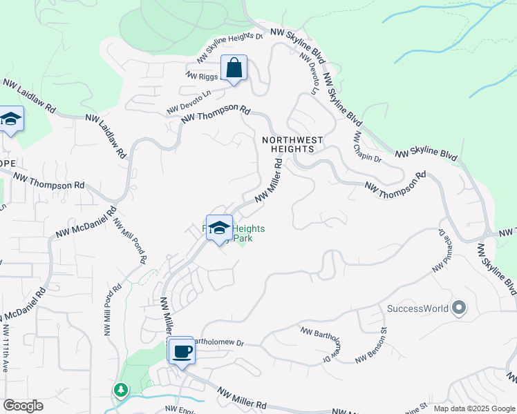 map of restaurants, bars, coffee shops, grocery stores, and more near 3067 Northwest Montara Loop in Portland