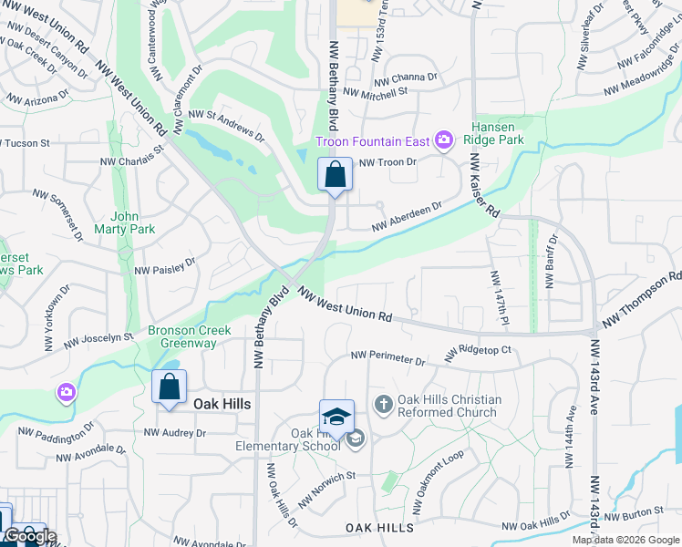 map of restaurants, bars, coffee shops, grocery stores, and more near 15449 Northwest West Union Road in Portland