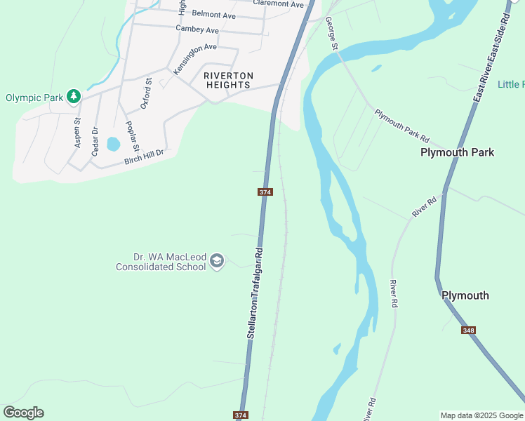 map of restaurants, bars, coffee shops, grocery stores, and more near 6240 Stellarton Trafalgar Road in Stellarton