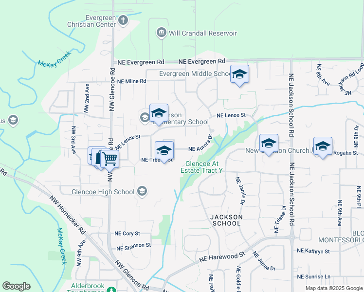 map of restaurants, bars, coffee shops, grocery stores, and more near 2615 Northeast Aurora Drive in Hillsboro