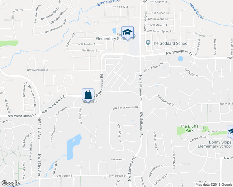 map of restaurants, bars, coffee shops, grocery stores, and more near 13310 Northwest Hartford Street in Portland