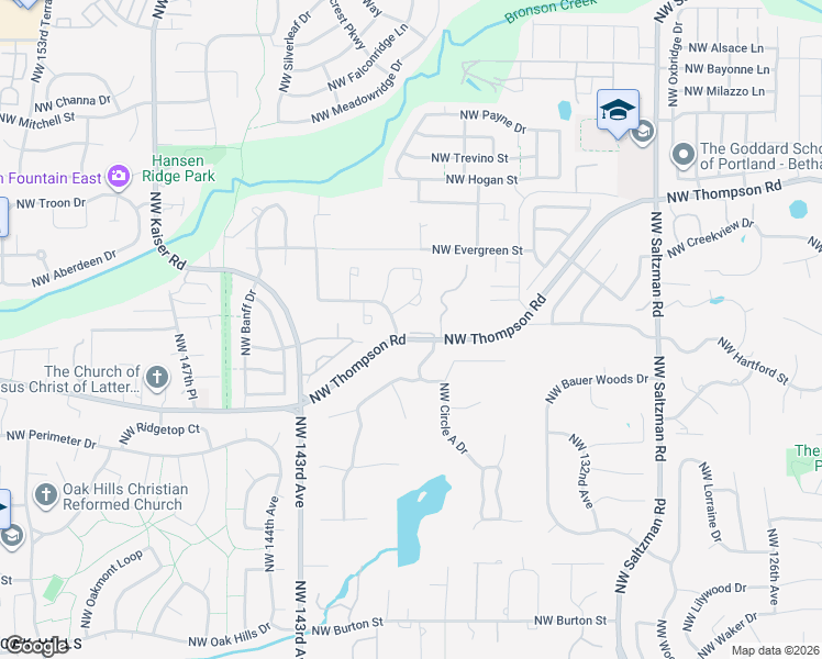 map of restaurants, bars, coffee shops, grocery stores, and more near 13879 NW Thompson Rd in Portland