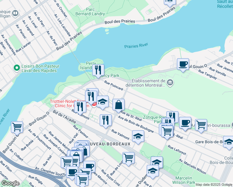 map of restaurants, bars, coffee shops, grocery stores, and more near in Montreal
