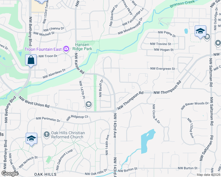 map of restaurants, bars, coffee shops, grocery stores, and more near 3406 Northwest Blackcomb Drive in Portland