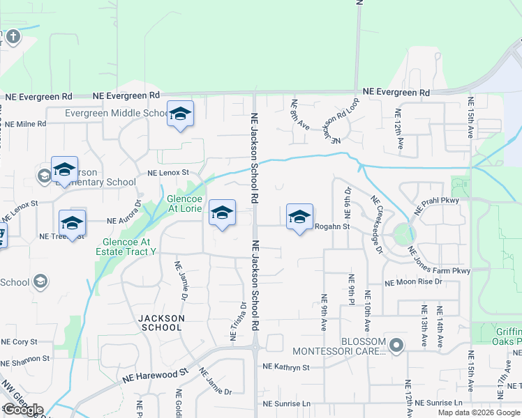 map of restaurants, bars, coffee shops, grocery stores, and more near 735 Northeast Rogahn Street in Hillsboro