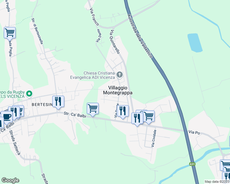 map of restaurants, bars, coffee shops, grocery stores, and more near in Villaggio Montegrappa