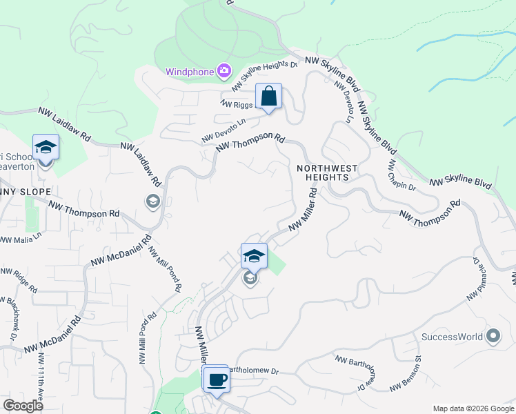map of restaurants, bars, coffee shops, grocery stores, and more near 9707 Northwest Henry Court in Portland