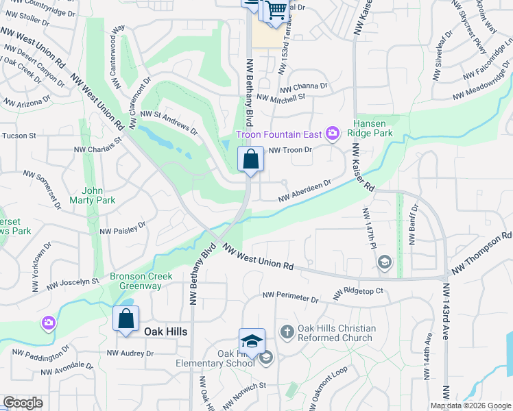 map of restaurants, bars, coffee shops, grocery stores, and more near 15424 Northwest Tee Court in Portland