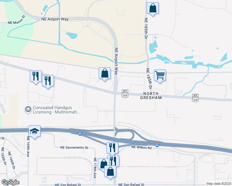 map of restaurants, bars, coffee shops, grocery stores, and more near in Gresham