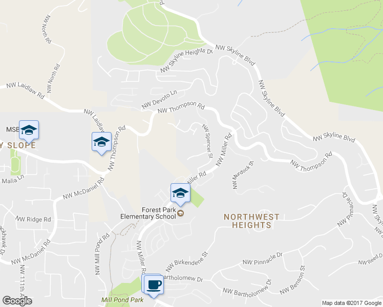 map of restaurants, bars, coffee shops, grocery stores, and more near 9707 Northwest Henry Court in Portland