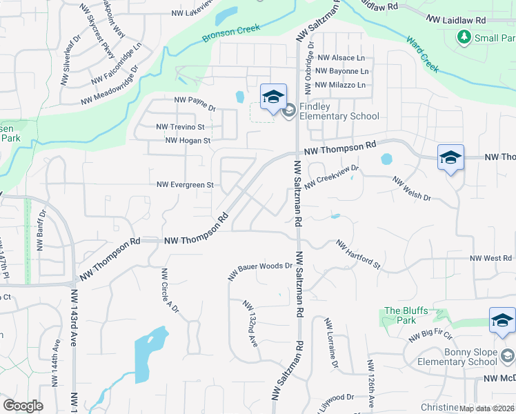 map of restaurants, bars, coffee shops, grocery stores, and more near 3637 Northwest Lansbrook Terrace in Portland